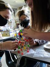 students working on STEM geodesic dome