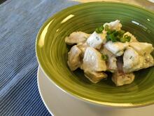 Green bowl of potato salad