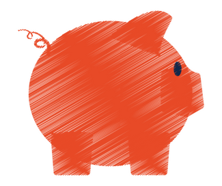 red graphic of pig