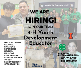 We are hiring ad 4-H youth development educator