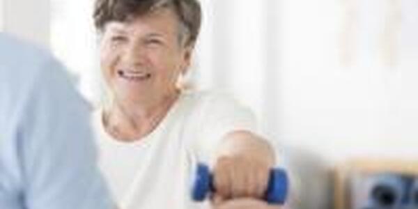 Woman working out with hand weights