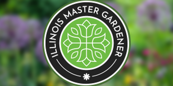 Illinois Master Gardener logo over flower background