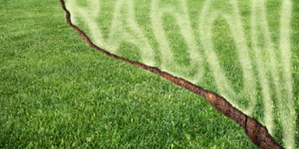 Illustration of the word radon emanating from a lawn