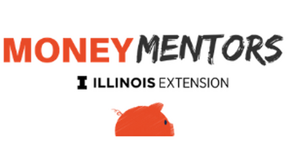 Money Mentor logo with piggy bank from the university of Illinois extension