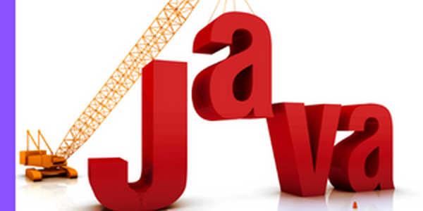 the word java. a crane is holding up the letter a. 