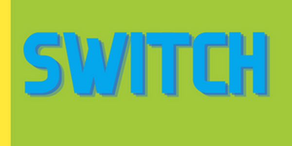the word switch in blue letters on a green background