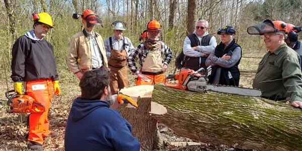 Landowners attending a chainsaw training course