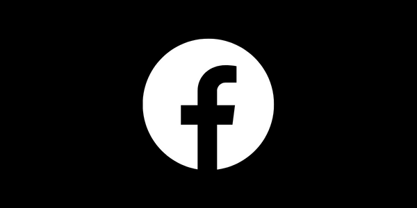 black background with white facebook logo