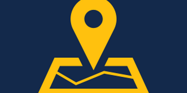navy background with yellow map image