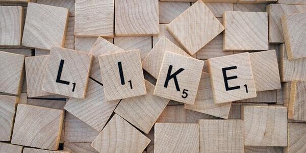 Social media word Like scrabble pieces