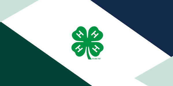 A 4-H cloverleaf with triangle design elements.