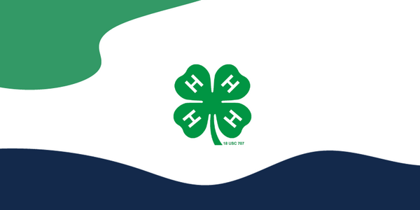 A 4-H cloverleaf with swirling design elements.