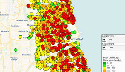 map of soil lead concentration in Chicago area 