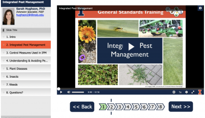 Screen capture of online training module